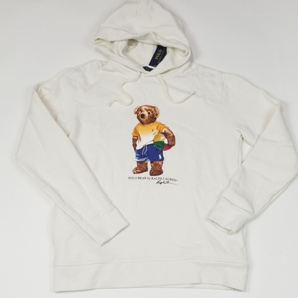 ralph lauren bear hoodie white